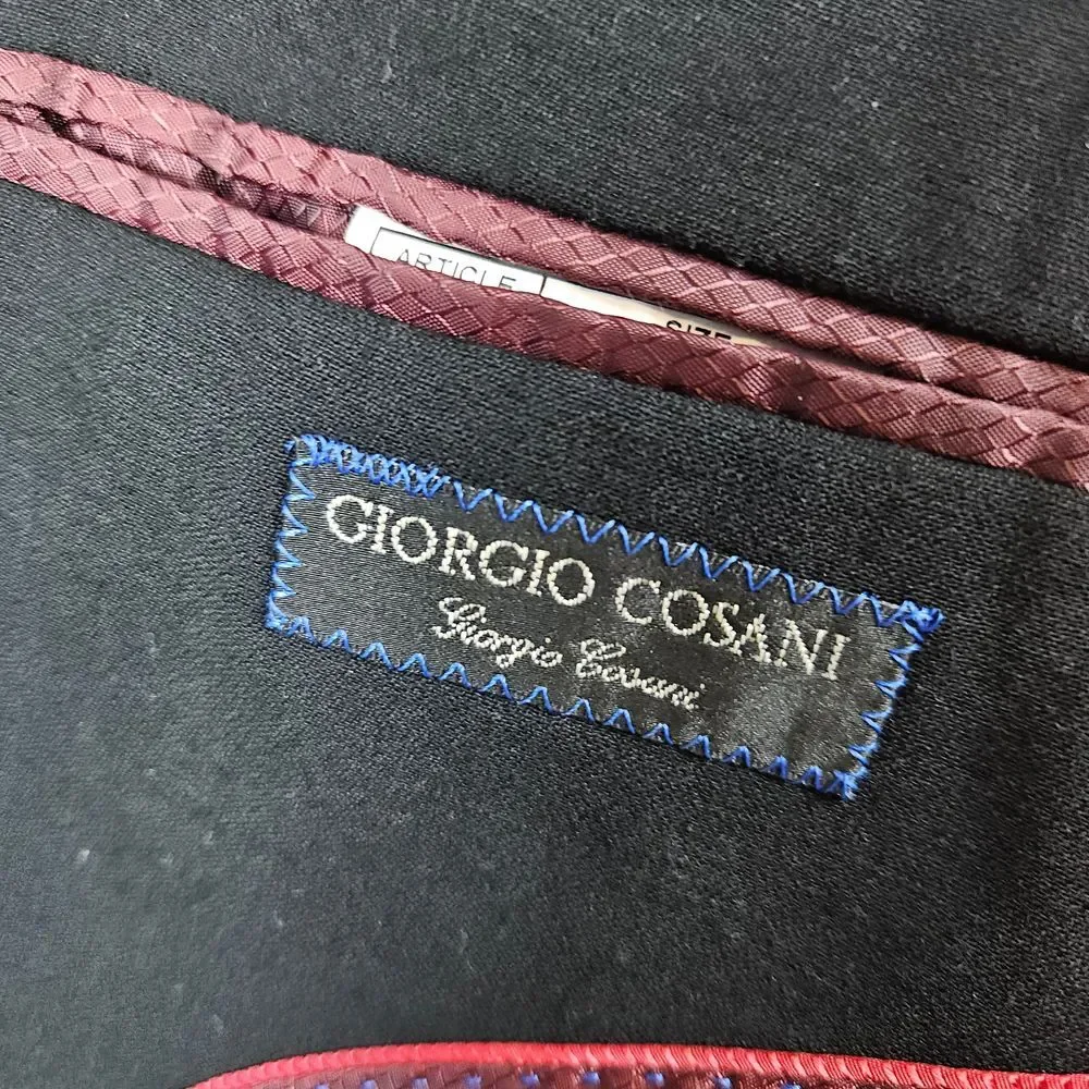 Giorgio Cosani Men's Black Blazer Size 44R 100% Wool Super 140s Hand Tailored‎